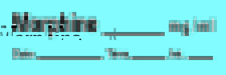 Picture of Drug Label Timemed Anesthesia Label Morphine_mg/mL Date_Time_Int._ Blue 1/2 X 1-1/2 InchAN-13