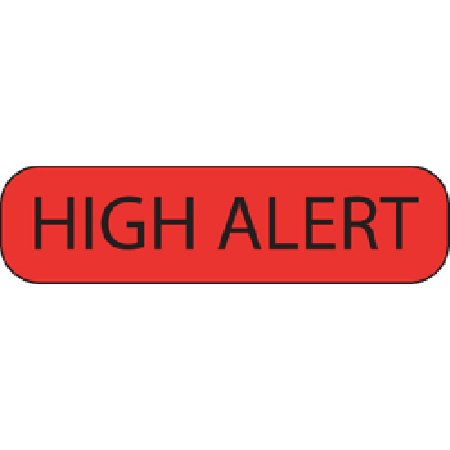 Picture of Pre-Printed Label MedVision® Warning Label Red Paper High Alert Black Alert Label 3/8 X 1-7/16 InchMV02FR6981