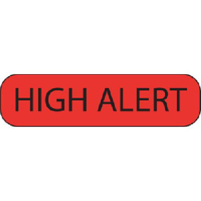 Picture of Pre-Printed Label MedVision® Warning Label Red Paper High Alert Black Alert Label 3/8 X 1-7/16 InchMV02FR6981