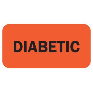 Picture of Pre-Printed Label Auxiliary Label Red Diabetic Black Safety and Instructional 1-1/2 X 3/4 Inch40528
