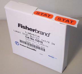 Picture of Pre-Printed Label Barkley® Advisory Label Red Paper Stat Black Alert Label 1-1/2 X 1 Inch15916