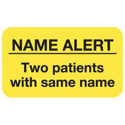 Picture of Pre-Printed Label Warning Label Yellow Name Alert Two Patients With The Same Name Name Alert Black Alert Label 7/8 X 1-1/2 InchMAP1050