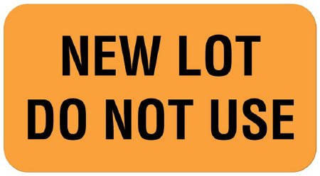 Picture of Pre-Printed Label UAL™ Safety Data Orange Fluorescent Paper New Lot Do Not Use 7/8 X 1-5/8 InchULQC202