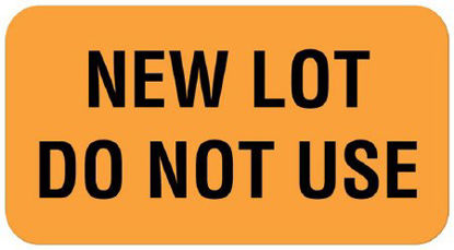 Picture of Pre-Printed Label UAL™ Safety Data Orange Fluorescent Paper New Lot Do Not Use 7/8 X 1-5/8 InchULQC202