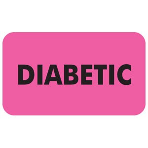 Picture of Pre-Printed Label Safety Data Pink Diabetic Black Safety and Instructional 7/8 X 1-1/2 InchMAP3530