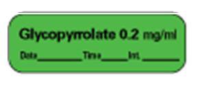Picture of Drug Label PDC® Anesthesia Label Glycopyrrolate 0.2 mg/mL Date_Time_Int_ Green 1/2 X 1-1/2 InchLAN-9D02