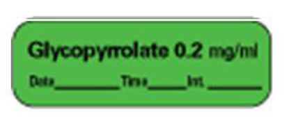 Picture of Drug Label PDC® Anesthesia Label Glycopyrrolate 0.2 mg/mL Date_Time_Int_ Green 1/2 X 1-1/2 InchLAN-9D02