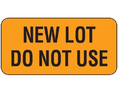 Picture of Pre-Printed Label Shamrock Safety Data Orange Matte Coldstick NEW LOT / DO NOT USE Black Alert Label 3/4 X 1-1/2 InchUPCR-3036