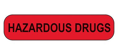 Picture of Pre-Printed Label Indeed Warning Label Red Paper Hazardous Drugs Black Biohazard 3/8 X 1-5/8 Inch17520