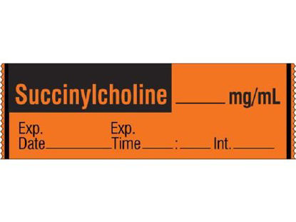 Picture of Drug Label Shamrock Anesthesia Label Succinylcholine_mg/mL Prep Date_Exp_Initial_Exp Time_ Fluorescent Red 1/2 X 1 InchSA-226-EXP
