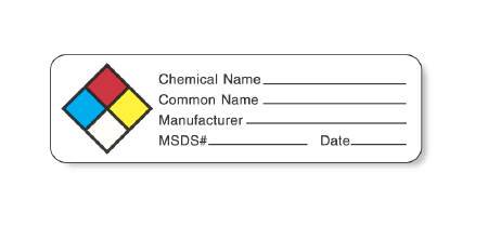 Picture of Pre-Printed Label UAL™ Warning Label White Paper Chemical Name _____ / Common Name ______ / Manufacturer _______ MSDS# ______ Date ____ Color Block Caution 7/8 X 3 InchULES300