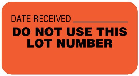 Picture of Pre-Printed / Write On Label UAL™ Communication Fill In Red Paper DATE RECEIVED __________ / DO NOT USE THIS LOT NUMBER Quality Control Label 7/8 X 1-5/8 InchULQC324