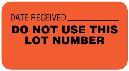 Picture of Pre-Printed / Write On Label UAL™ Communication Fill In Red Paper DATE RECEIVED __________ / DO NOT USE THIS LOT NUMBER Quality Control Label 7/8 X 1-5/8 InchULQC324