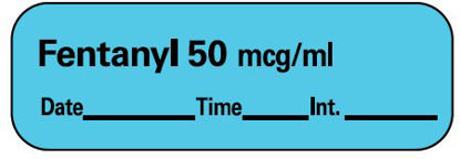 Picture of Drug Label Barkley® Anesthesia Label Fentanyl 50 mcg/mL___Date__Time__Int. Blue 1/2 X 1-1/2 InchLAN-7D50