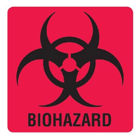 Picture of Pre-Printed Label Warning Label Red Vinyl BIOHAZARD Black Biohazard 6 X 6 Inch1019