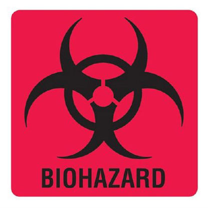 Picture of Pre-Printed Label Warning Label Red Vinyl BIOHAZARD Black Biohazard 6 X 6 Inch1019