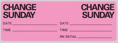 Picture of Pre-Printed Label Instructional Label Pink Paper Change Sunday Black Syringe Label 1 X 2-15/16 InchN-7351