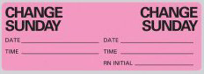 Picture of Pre-Printed Label Instructional Label Pink Paper Change Sunday Black Syringe Label 1 X 2-15/16 InchN-7351