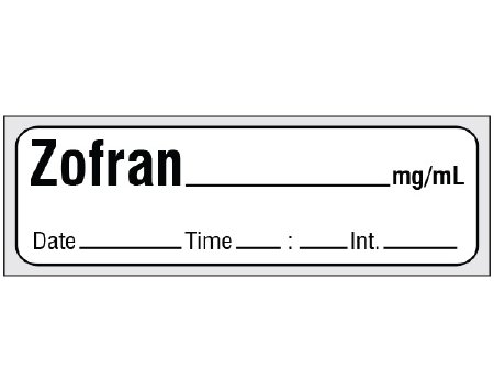 Picture of Drug Label Shamrock Anesthesia Label ZOFRAN _____ mg / mL / Date _____ Time _____ Int. _____ White 1/2 X 1 InchSA-3241-DTI-PRE