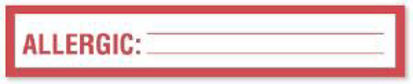 Picture of Pre-Printed Label UAL™ Allergy Alert White Paper ALLERGIC:_____________ Alert Label 1 X 6 InchULSH94
