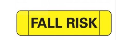 Picture of Pre-Printed Label Ident-Alert™ Advisory Label Yellow Paper Fall Risk Black Alert Label 3/8 X 1-1/2 InchN-3503