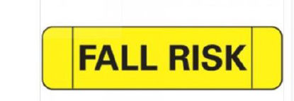 Picture of Pre-Printed Label Ident-Alert™ Advisory Label Yellow Paper Fall Risk Black Alert Label 3/8 X 1-1/2 InchN-3503