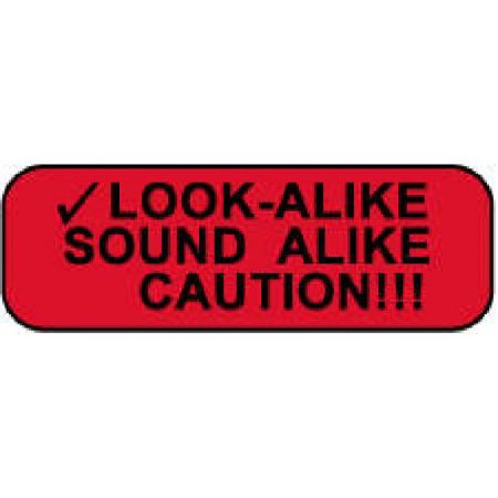 Picture of Pre-Printed Label Warning Label Red Paper Look Alike/Sound Alike Black Caution 1/2 X 1-1/2 Inch59708068