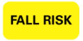 Picture of Pre-Printed Label Advisory Label Yellow Fall Risk Black Alert Label 1-1/2 X 3/4 InchN-3403