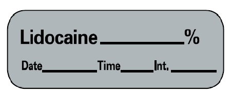 Picture of Drug Label Barkley® Anesthesia Label Lidocaine_% Date_Time_Int- Gray 1/2 X 1-1/2 InchLAN-11PC