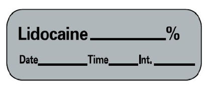 Picture of Drug Label Barkley® Anesthesia Label Lidocaine_% Date_Time_Int- Gray 1/2 X 1-1/2 InchLAN-11PC
