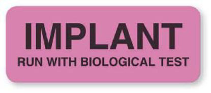 Picture of Pre-Printed Label UAL™ Laboratory Use Red Paper Implant Run with Biological Test Black Lab / Specimen 7/8 X 2-1/4 InchULCS082