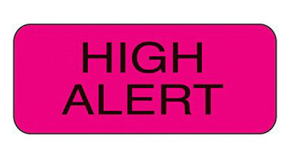 Picture of Pre-Printed Label Indeed Advisory Label Pink Paper High Alert Black Alert Label 5/8 X 1-1/2 Inch2968