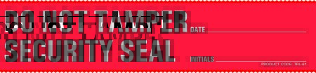 Picture of Pre-Printed Label Barkley® Auxiliary Label Red Do Not Tamper Security Seal, Date, Initials Black Safety and Instructional 1-1/2 X 6-1/2 InchTRL-61