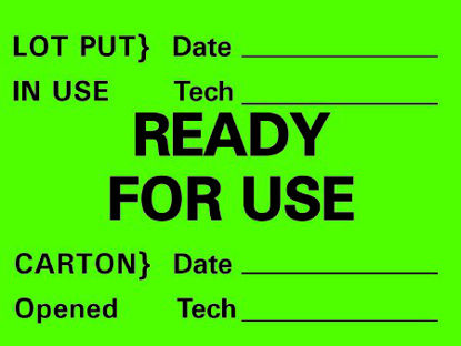 Picture of Pre-Printed Label Timemed Communication Fill In Green Ready For Use, Lot Put In Use - Date, Tech, Carton Opened -Date, Tech Black Quality Control Label 1-1/2 X 2 InchACA-3