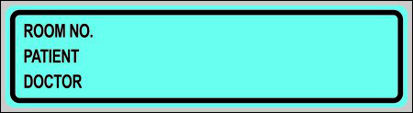 Picture of Pre-Printed Label Pro-File Communication Fill In Blue Paper Room no. Patient_Doctor_ Black Patient Information 1-3/8 X 5-3/8 InchNPF-2286-7