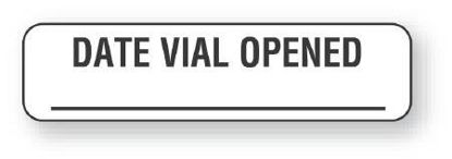 Picture of Pre-Printed / Write On Label Communication Fill In White Fluorescent Paper Date Vial Opened Black Quality Control Label 1-1/4 X 5/16 InchULFP242