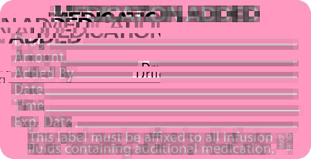 Picture of Pre-Printed Label Barkley® Communication Fill In Fluorescent Red Paper MEDICATION ADDED NAME____ ROOM NO.__ DATE__ Amount_Added by_Date_Time_Exp Date_ Black Medication Name 2-1/2 X 2-15/16 InchMV07FR1367