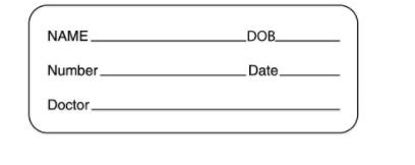 Picture of Pre-Printed / Write On Label UAL™ Communication Fill In White Paper Name_DOB_Number_Date_Doc Black Patient Information 7/8 X 2-1/4 InchULLS142