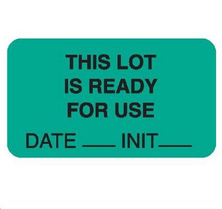 Picture of Pre-Printed Label Instructional Label Yellow Paper THIS LOT IS READY FOR USE / DATE____ INIT____ Black Quality Control Label 1 X 3-3/4 Inch8028