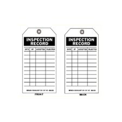 Picture of Pre-Printed Label Brady™ Communication Fill In White Matte Coldstick Tag Inspection Record Black 3 X 5-3/4 Inch19040453