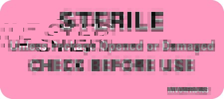 Picture of Pre-Printed Label MedVision® Advisory Label Red Sterile Unless Package Opened Or Damaged Check Before Use Black Alert Label 1 X 2-1/4 InchMV04FR0465