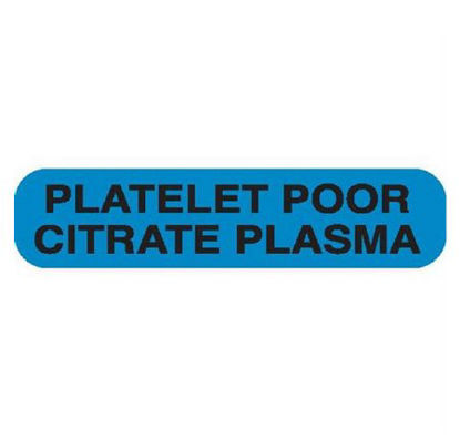 Picture of Pre-Printed Label Laboratory Use Blue Paper PLATELET POOR CITRATE PLASMA Black Lab / Specimen 37-100 X 11-31/50 Inch6753