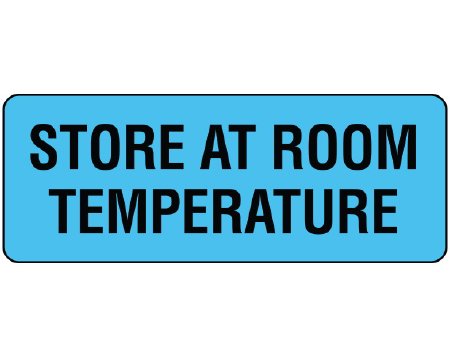 Picture of Pre-Printed Label Shamrock Auxiliary Label Blue Litho Paper STORE AT ROOM TEMPERATURE Black Temperature Control 3/4 X 2 InchUPCR-5003