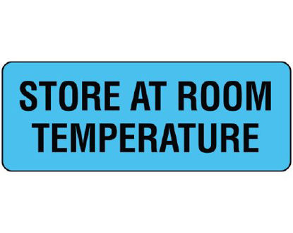 Picture of Pre-Printed Label Shamrock Auxiliary Label Blue Litho Paper STORE AT ROOM TEMPERATURE Black Temperature Control 3/4 X 2 InchUPCR-5003