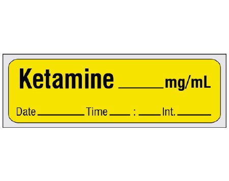 Picture of Drug Label Shamrock Anesthesia Label Ketamine mg/mL Date_Time_Int_ Yellow 1/2 X 1 InchSA-201-DTI-PRE