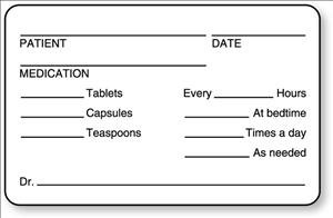Picture of Pre-Printed Label UAL™ Communication Fill In White EDP Paper Patient_Date_Medication_ Black Medication Instruction 1-3/4 X 2-3/4 InchULFC403