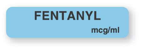Picture of Drug Label UAL™ Anesthesia Label Fentanyl mcg_mL Light Blue 5/16 X 1-1/4 InchULAM764