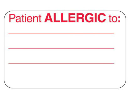 Picture of Pre-Printed Label Barkley® Allergy Alert White Paper Patient Allergic To: Alert Label 1-3/4 X 2-3/4 Inch2451
