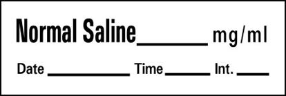 Picture of Drug Label Barkley® Anesthesia Label Normal Saline_mg/mL Date_Time_Int White 1/2 X 1-1/2 InchAN-22