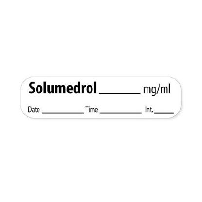 Picture of Drug Label MedVision® Anesthesia Label Solumedrol_mg/mL Date_Time_Int White 3/8 X 1-7/16 InchMV02SW0450